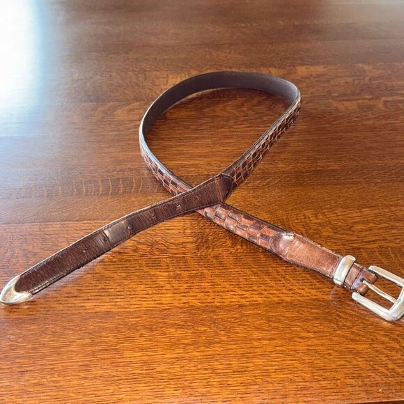 Vintage PGA Tour Men's Brown Top Grain Leather Belt Size 42 Silver Buckle - Picture 1 of 14